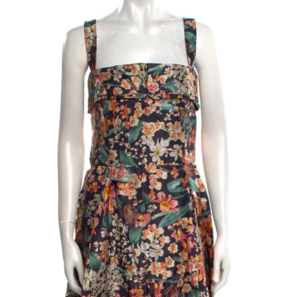 Agua by Agua Bendita Linen Midi Dress Floral Print Size Large